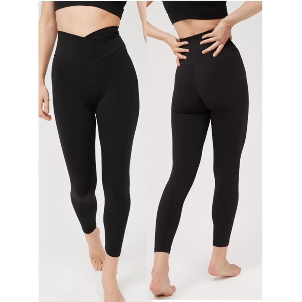 Offline by Aerie Real Me 7/8 Crossover Leggings Black Women's Size Medium